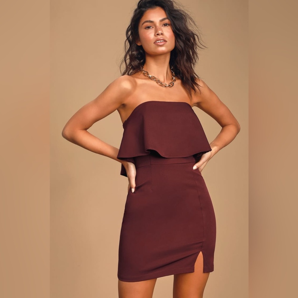 Lulu's Red Strapless Bodycon Cocktail Dress